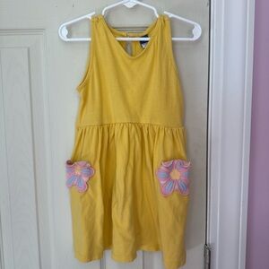 Old Navy Yellow Sleeveless Dress with Floral Pockets